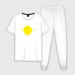 Пижама хлопковая мужская Sunny relax, цвет: белый