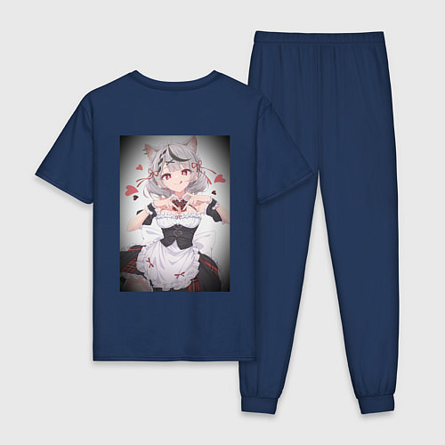 Мужская пижама Аниме девочка кошечка витубер Sakamata Chloe / Тёмно-синий – фото 2