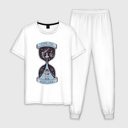 Пижама хлопковая мужская Время исследовать, цвет: белый