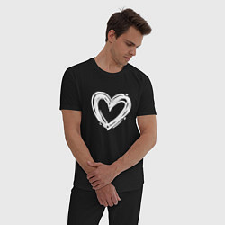 Пижама хлопковая мужская Белое сердце, цвет: черный — фото 2
