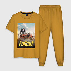 Пижама хлопковая мужская Фоллаут на диване, цвет: горчичный
