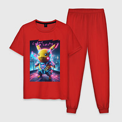 Мужская пижама Cyber Pikachu - neon glow ai art fantasy