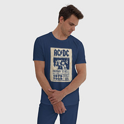 Пижама хлопковая мужская ACDC винтажный постер, цвет: тёмно-синий — фото 2