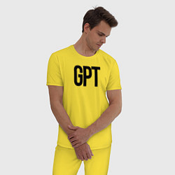 Пижама хлопковая мужская GPT, цвет: желтый — фото 2