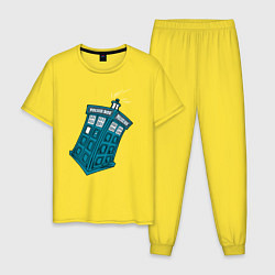 Пижама хлопковая мужская Adventure tardis, цвет: желтый