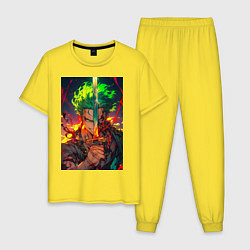 Пижама хлопковая мужская Ван-Пис Зоро Ророноа мечник, цвет: желтый