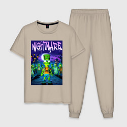 Пижама хлопковая мужская Zombie Bart Simpson - nightmare, цвет: миндальный