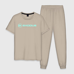 Пижама хлопковая мужская Exodus logo, цвет: миндальный
