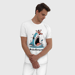 Пижама хлопковая мужская Shark and dude - ai art fantasy, цвет: белый — фото 2