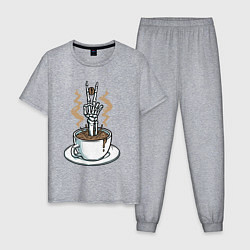 Пижама хлопковая мужская Skeletor coffee, цвет: меланж