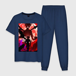 Пижама хлопковая мужская Чёрный клевер Аста демон, цвет: тёмно-синий