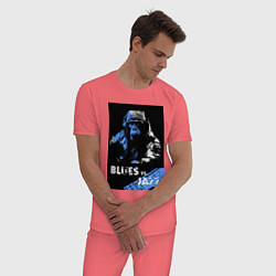 Пижама хлопковая мужская Блюз против джаза, цвет: коралловый — фото 2
