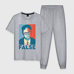 Пижама хлопковая мужская Dwight false - офис, цвет: меланж