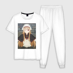 Пижама хлопковая мужская Волчица и пряности Холо в платке, цвет: белый