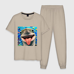 Мужская пижама Веселая акула с высунутым языком в океане