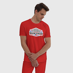 Пижама хлопковая мужская Бостон - добро пожаловать, цвет: красный — фото 2