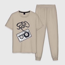 Пижама хлопковая мужская Аудиокассета, цвет: миндальный