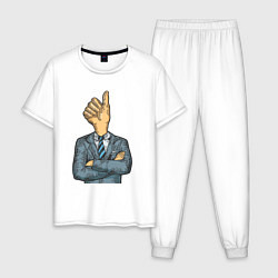 Пижама хлопковая мужская Хороший босс, цвет: белый