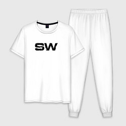 Пижама хлопковая мужская Street Workout OldSchool Black, цвет: белый