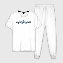 Пижама хлопковая мужская God of war ragnarok logo, цвет: белый