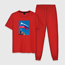 Пижама хлопковая мужская Дональд Трамп за Россию, цвет: красный