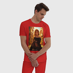 Пижама хлопковая мужская Магическая битва Нобара Кугисаки арт, цвет: красный — фото 2