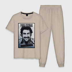 Пижама хлопковая мужская Escobar draw portrait, цвет: миндальный
