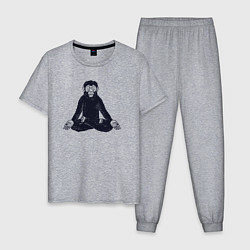 Пижама хлопковая мужская Yoga monkey, цвет: меланж