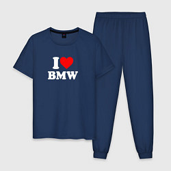 Пижама хлопковая мужская I love my BMW, цвет: тёмно-синий