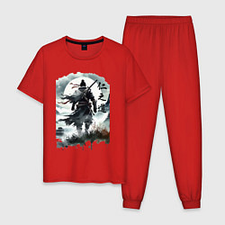 Пижама хлопковая мужская Призрак Цусимы - Японский самурай, цвет: красный