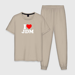 Пижама хлопковая мужская I love JDM, цвет: миндальный