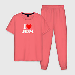 Пижама хлопковая мужская I love JDM, цвет: коралловый