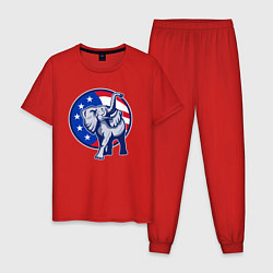 Пижама хлопковая мужская USA elephant, цвет: красный