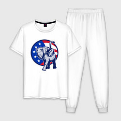 Пижама хлопковая мужская USA elephant, цвет: белый
