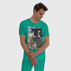 Пижама хлопковая мужская Металлург, цвет: зеленый — фото 2