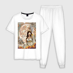 Пижама хлопковая мужская Фемида богиня правосудия, цвет: белый