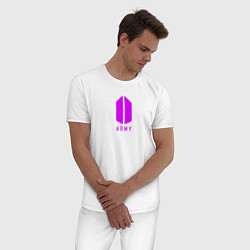 Пижама хлопковая мужская BTS - Army, цвет: белый — фото 2