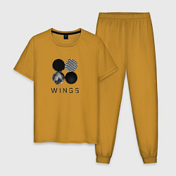 Пижама хлопковая мужская BTS Wings, цвет: горчичный