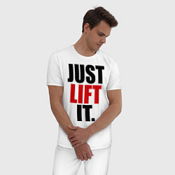 Пижама хлопковая мужская Just lift it, цвет: белый — фото 2