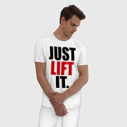 Пижама хлопковая мужская Just lift it, цвет: белый — фото 2