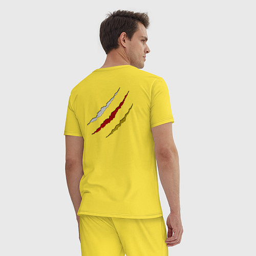 Мужская пижама Герб Осетии на порванной ткани / Желтый – фото 4