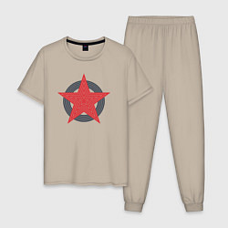 Пижама хлопковая мужская Red star symbol, цвет: миндальный