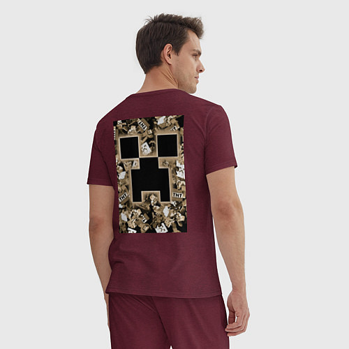 Мужская пижама Герои Minecraft / Меланж-бордовый – фото 4