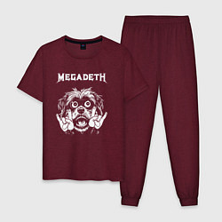 Пижама хлопковая мужская Megadeth rock dog, цвет: меланж-бордовый