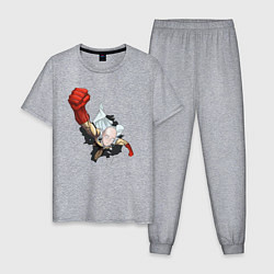 Пижама хлопковая мужская Ванпанчмен Сайтама удар, цвет: меланж