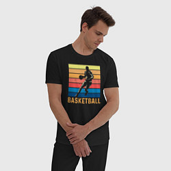 Пижама хлопковая мужская Basketball lettering, цвет: черный — фото 2