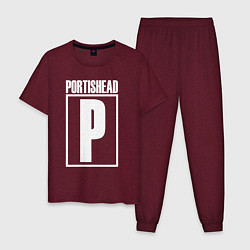 Пижама хлопковая мужская Portishead, цвет: меланж-бордовый