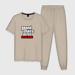 Пижама хлопковая мужская GTA online logo game, цвет: миндальный