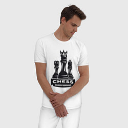Пижама хлопковая мужская Chess championship, цвет: белый — фото 2