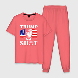 Пижама хлопковая мужская Trump shot, цвет: коралловый